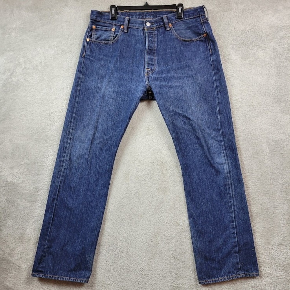 Levis 501 Jeans 38x32 (Fit 36x30) Blue Button Fly Classic Straight Baggy Grunge